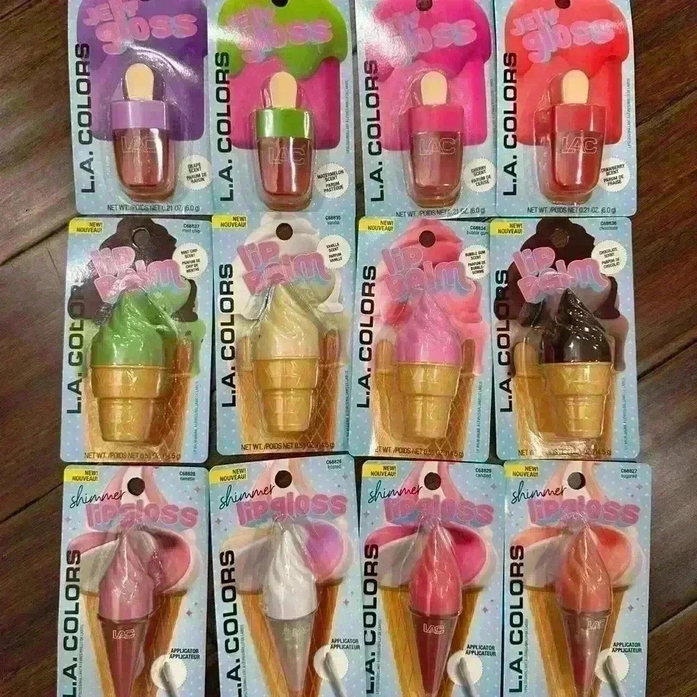 L.A. Colors ice cream and popsicle jelly gloss, lip balm and shimmer lip gloss